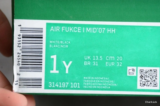 1 Force Air Nike Red 07 White Black Kids Mid 314197-101 1001